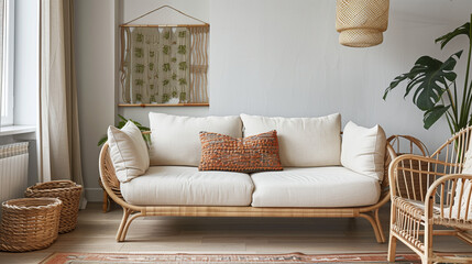 living interior with white sofa