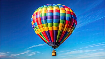 Fototapeta premium Hot air balloon isolated against blue sky background , travel, adventure, transportation, aerial, colorful, flying