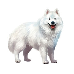 Obraz premium Illustration of Samoyed Dog, Mightly Taskmasters in white background.