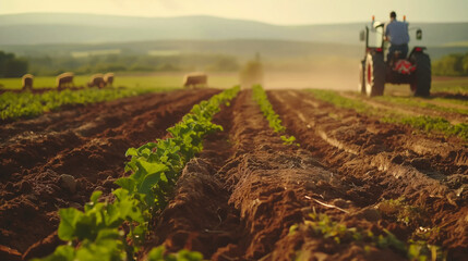 A Work in fields or on farms, cultivating crops, tending to livestock, and managing agricultural tasks