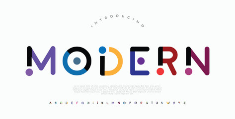 Modern abstract digital alphabet colorful font minimal technology typography creative urban. vector illustration