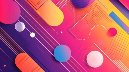 Obraz premium Vibrant Geometric Banner with Clean Digital Style and Flat Design Elements