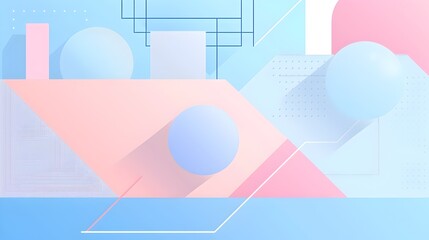 Minimalist Geometric Pastel Banner with Clean Balanced Lighting