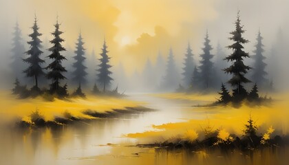 Fototapeta premium Clear Plain Shiny Warm Soft Vintage Bokeh Cloudy Wave Like Geometric Yellow Background or Texture