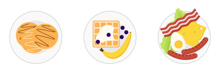 Set of breakfast food flat clipart illustration sticker decoration