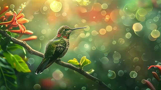 a vibrant hummingbird in natural setting
