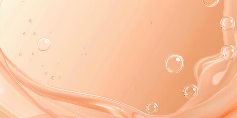 Ethereal Peach Bubbles and Waves Abstract Background, Peachy Clean: Dive into a refreshing wave of peach-hued liquid, its smooth surface punctuated by delicate bubbles, evoking a sense of purity