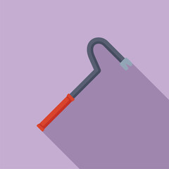 Crowbar with red handle lying on purple background, building and construction tool for repair
