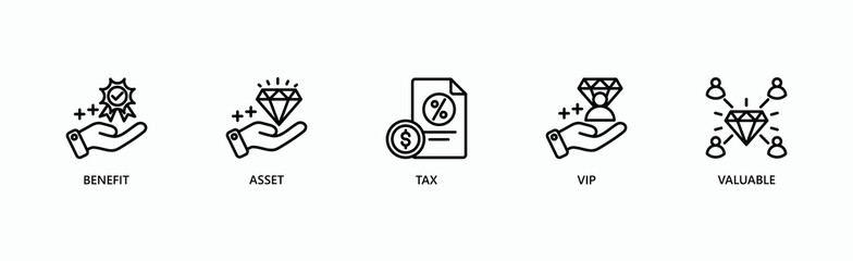 High Value Resource Banner Web Icon Vector Illustration Concept With Icon Of Benefit, Asset, Tax, Vip, Valuable