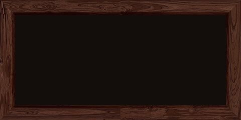 Blank blackboard with dark wooden frame rectangle shape graphic illustrated. Cut timber chalkboard for menu or any message.