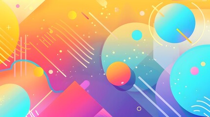 Obraz premium Vibrant Geometric Shapes with Rainbow Gradient Horizontal Banner Design