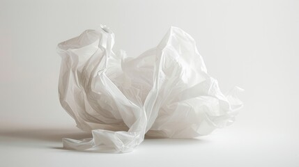 Obraz premium Crumpled plastic bag on white backdrop