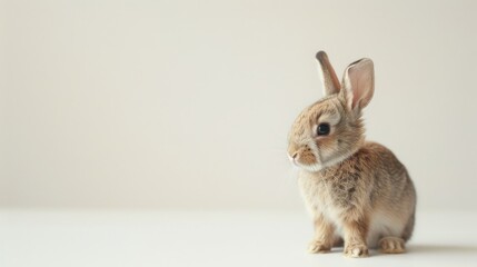 Obraz premium Cute brown bunny on a white backdrop