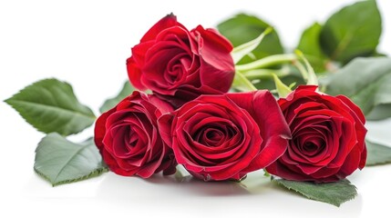 Crimson roses isolated on white background