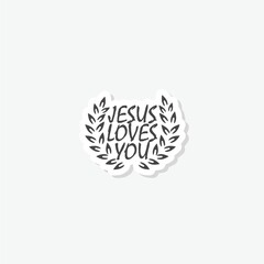  Jesus loves you icon sticker isolated on gray background