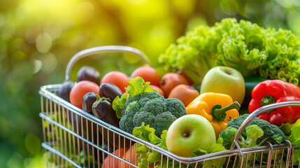 fresh fruits and vegetables in basket