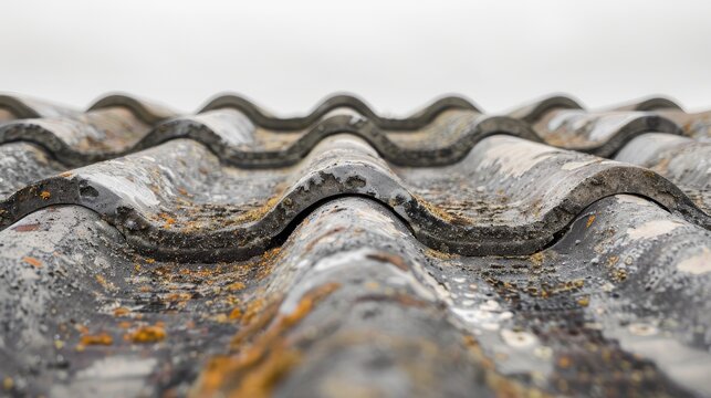 Dangerous asbestos roof posing threat in construction industry with copy space image