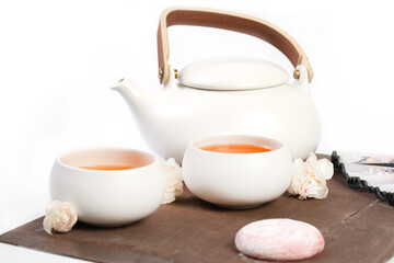 Japanese tea with tea cups and tea pot