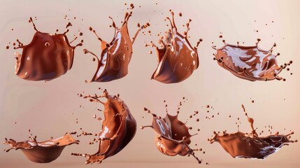 Set of delicious melted chocolate splashes, cut out