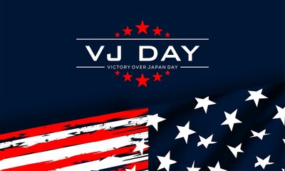 VJ Victory Over Japan Day Celebrate Vector Illustration with United State Flag Background