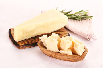 Chopped Italian hard parmesan cheese