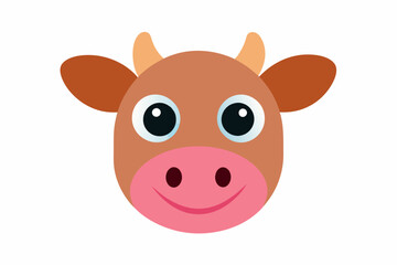 Cute cow head cartoon vector art illustration