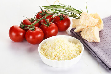 Shredded Italian hard parmesan cheese