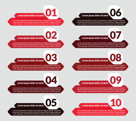 red Infographic design business template Vector for diagram, label, presentations, workflow layout, banner, flow chart, info graph