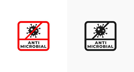 Anti microbial label or Anti microbial sign vector isolated in flat style. Simple Anti microbial vector for product packaging design element. Antibacterial icon vector for design element.