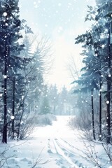 Naklejka premium Beautiful winter forest background. AI generative