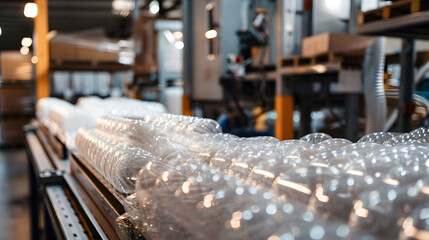 rolls of bubble wrap in a factory setting