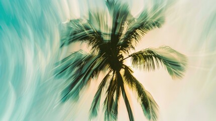 Dynamic blurred palm tree silhouette for creative business blog nature shirt shop wall decor