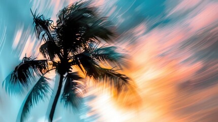 Dynamic blurred palm tree silhouette for creative business blog nature shirt shop wall decor
