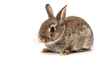 Obraz premium Dwarf bunny on white backdrop gazes forward