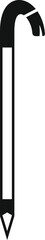 Simple black crowbar icon, representing concepts like burglary, housebreaking, and forced entry