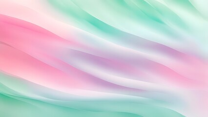 Fototapeta premium A soft pastel background with flowing waves of pink, lavender, and mint green