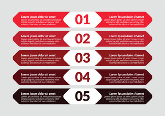 red Infographic design business template Vector for diagram, label, presentations, workflow layout, banner, flow chart, info graph