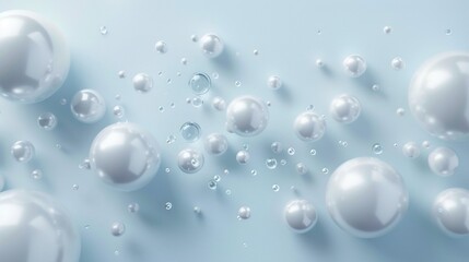 White Spheres on Blue Background