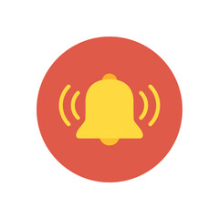 Ring bell flat icon on circle background