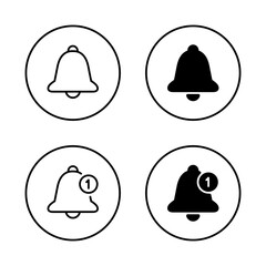 Notification bell icon set on circle line