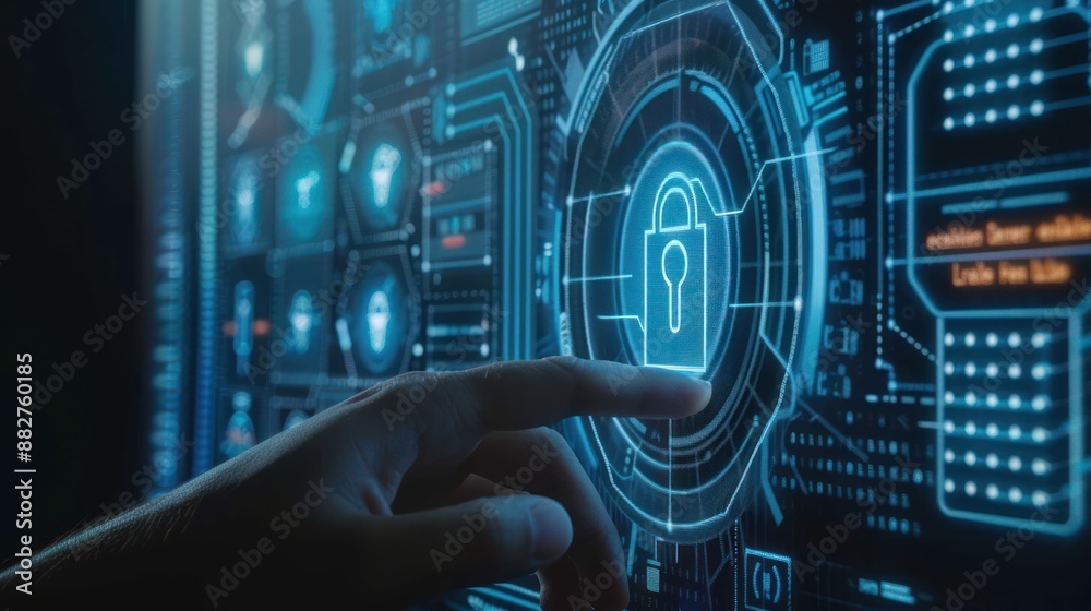 Poster Futuristic Authentication Process with Biometric Data