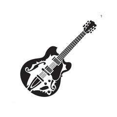 guitar vector silhouette logo icon design template black and white 