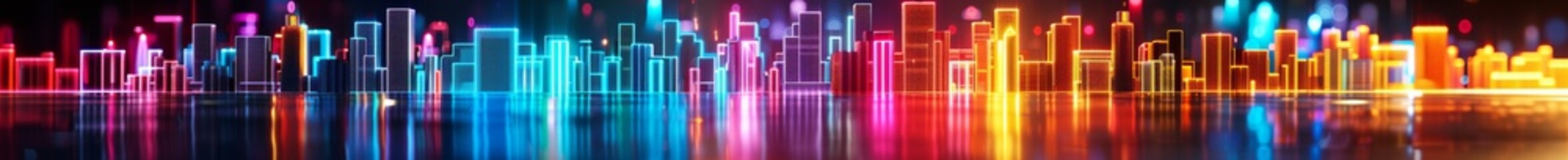 Fototapeta premium abstract cityscape with vibrant neon lights and reflections.