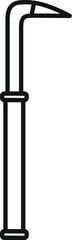 Black outline icon of a crowbar, a tool used for pulling nails and repairing objects in construction