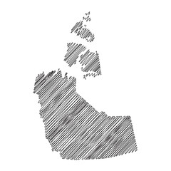 Northwest Territories Canada thread map line vector illustration