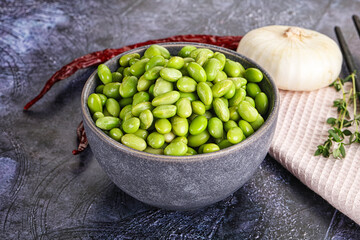 Bowl of delicious edamame beans