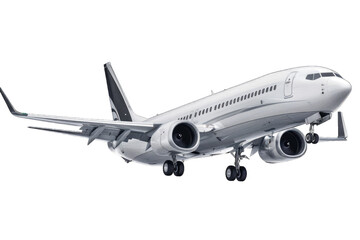 Obraz premium A modern passenger jet plane in flight, showcasing its sleek design and advanced engineering for efficient air travel.