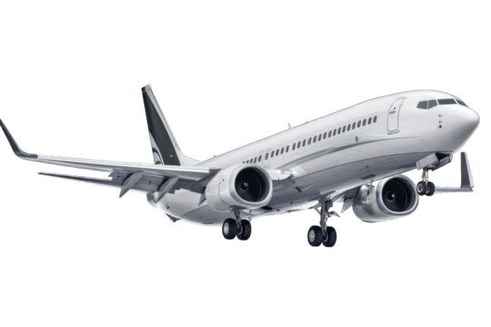 A modern passenger jet plane in flight, showcasing its sleek design and advanced engineering for efficient air travel.