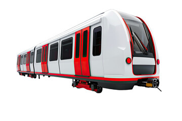 Modern white and red train on a transparent background. Isolated image perfect for transportation and travel-related projects.