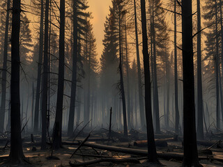 Obraz premium forest after a fire. Ecological catastrophy (1)